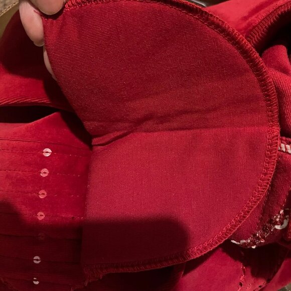 Alfred Dunner Vintage Cotton Red Velvet Sequin Geometric Mock Neck Sweater PL - Picture 5 of 10